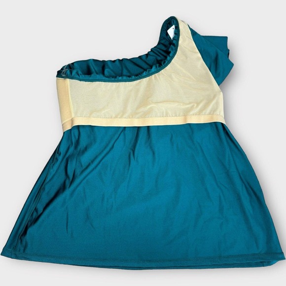 Cacique Swim Lightly Lined No-Wire Relaxed One-Shoulder Ruffle Tankini Top 16 - Picture 10 of 12